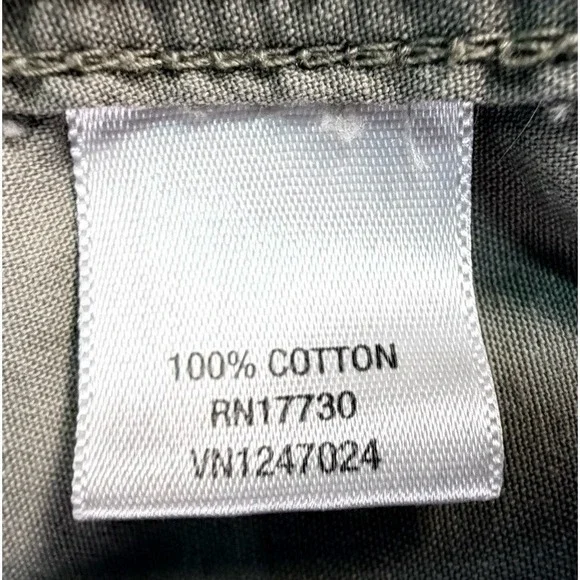 Converse One Star Mens Long Sleeve Button Up Shirt Khaki Utility Pockets Size L - Picture 6 of 8